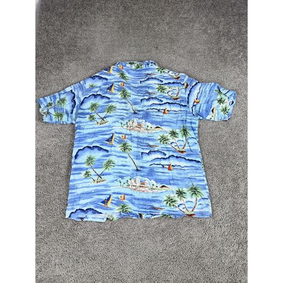 Vintage Pineapple Connections Shirt Mens Large Blue Rayon Hawaiian Aloha 90s - Picture 7 of 11